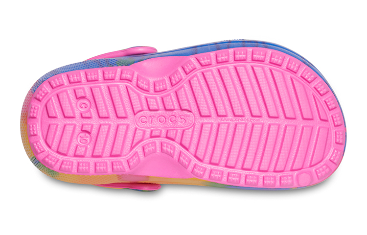 Sizing (JR) Crocs经典毛绒蓝粉色扎染图案洞洞鞋 206683-6RW