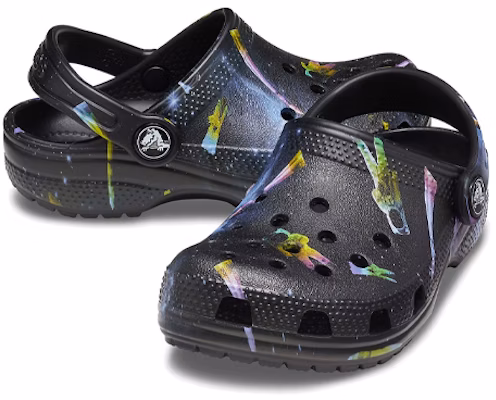 大童Crocs Classic印花沙灘休閒洞洞涼鞋 黑色 Shop 大童Crocs Classic印花沙灘休閒洞洞涼鞋 黑色