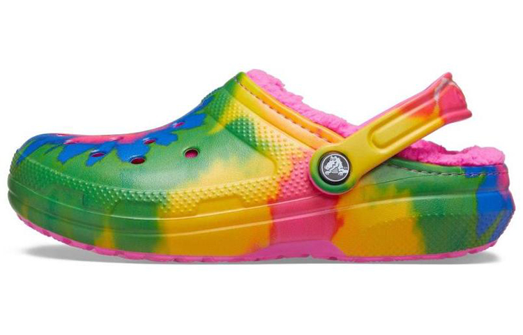 (Youth) Crocs Classic Tie-Dye Fuzz Lined Clogs 'Multi-Color' A206341-6RW