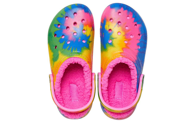 Shop (Youth) Crocs Classic Tie-Dye Fuzz Lined Clogs 'Multi-Color' A206341-6RW