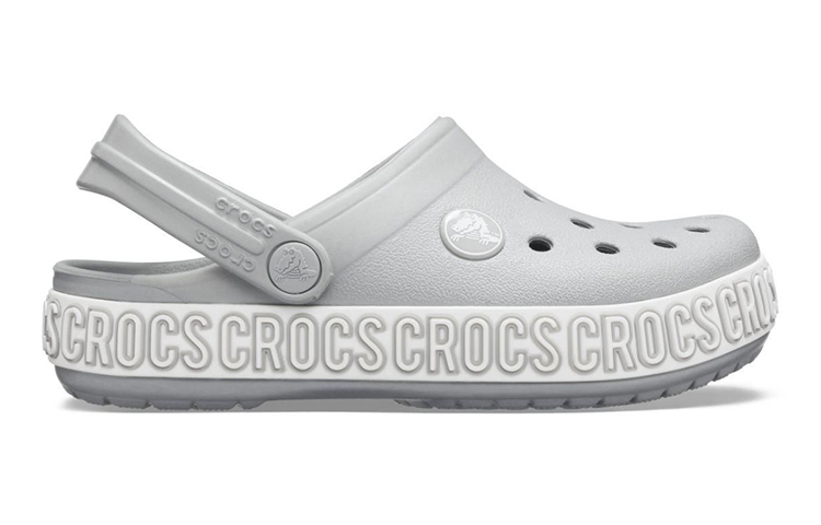 Order (JR) Crocs Crocband Logo Mania Clogs ''Grau Silber'' 205992-00J