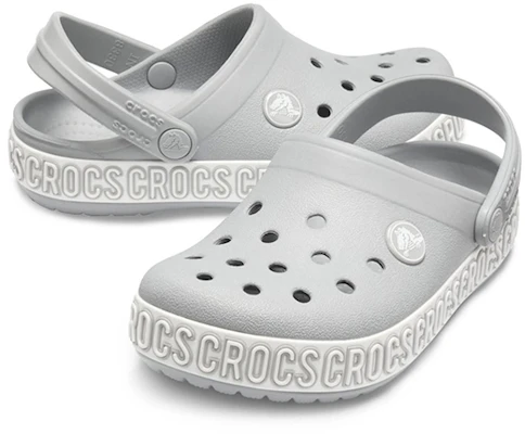 (JR) Crocs Crocband Logo Mania Clogs ''Grau Silber'' 205992-00J Shop (JR) Crocs Crocband Logo Mania Clogs ''Grau Silber'' 205992-00J