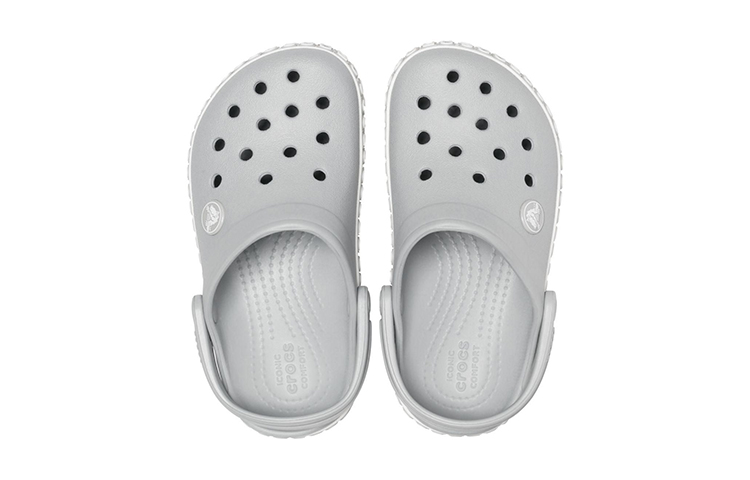 Purchase (JR) Crocs Crocband Logo Mania Zuecos 'Gris Plata' 205992-00J