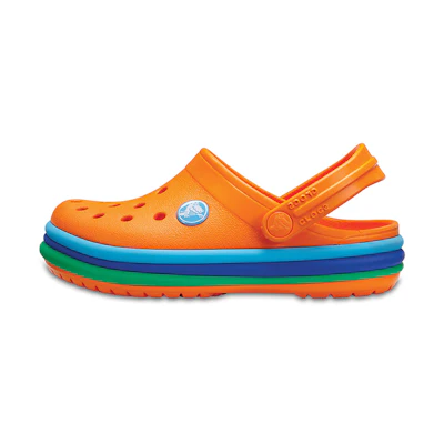 (Youth) Crocs Crocband Rainbow Band Clogs 'Orange Blue'