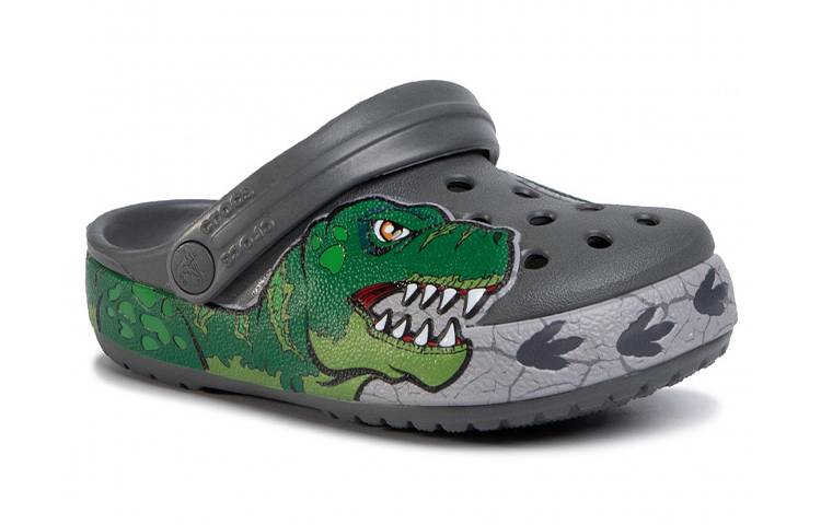Lookbook (Youth) Crocs Fun Lab Dino Band Lights Clogs 'Grey Green' 206157-0DA