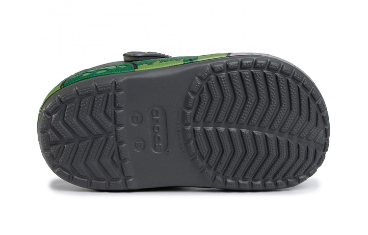 Details for (Youth) Crocs Fun Lab Dino Band Lights Clogs 'Grey Green' 206157-0DA