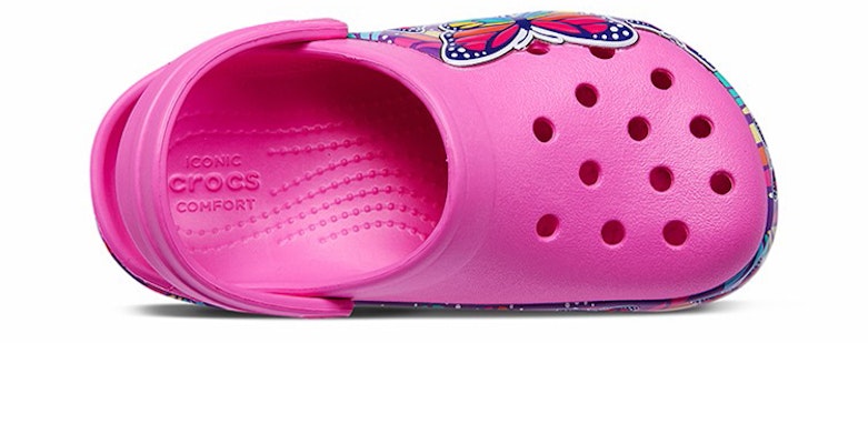 兒童 Crocs Fun Lab "Mltibtterfly" 簡約休閒洞洞涼鞋 電光粉 Shop 兒童 Crocs Fun Lab "Mltibtterfly" 簡約休閒洞洞涼鞋 電光粉