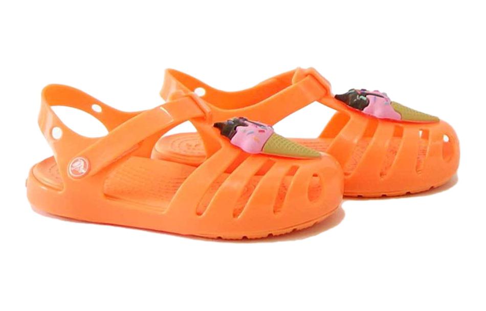 Lookbook 兒童 Crocs卡駱馳 舒適 耐磨透氣兒童涼鞋 柿子橙色