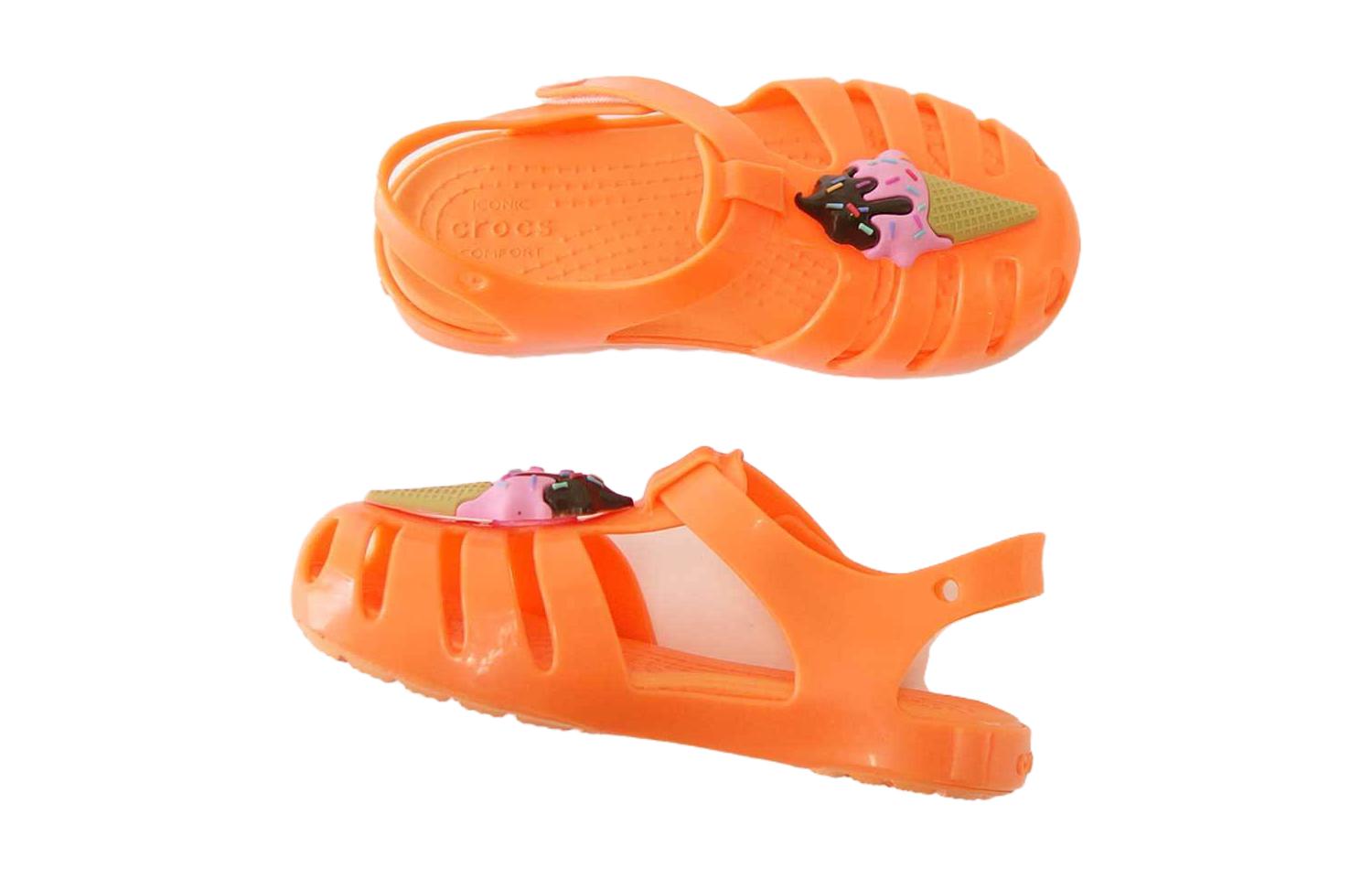 Shop 兒童 Crocs卡駱馳 舒適 耐磨透氣兒童涼鞋 柿子橙色