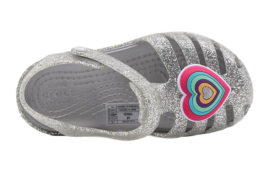 Lookbook (JR) (ユース) クロックス イザベラ グリッター フラット サンダル『グレーシルバー』205038-040 205038-040