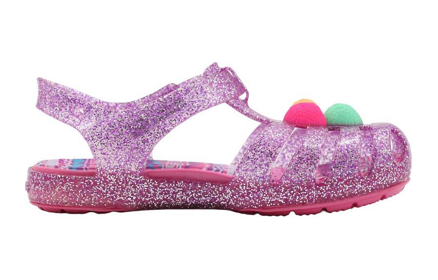 Order (JR) Sandal Rata Crocs Isabella Berkilau 'Ungu Merah Jambu' 205038-518