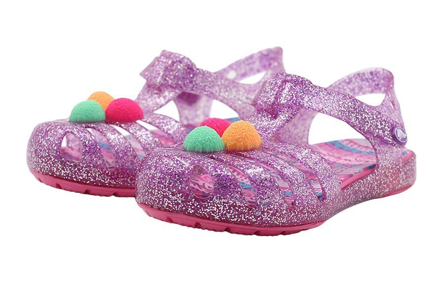 Lookbook (JR) Sandal Rata Crocs Isabella Berkilau 'Ungu Merah Jambu' 205038-518
