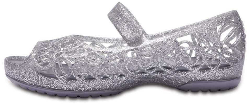 (Youth) Crocs Isabella Glitter Peep Toe Sandals 'Silver' 202602-040 Buy (Youth) Crocs Isabella Glitter Peep Toe Sandals 'Silver' 202602-040