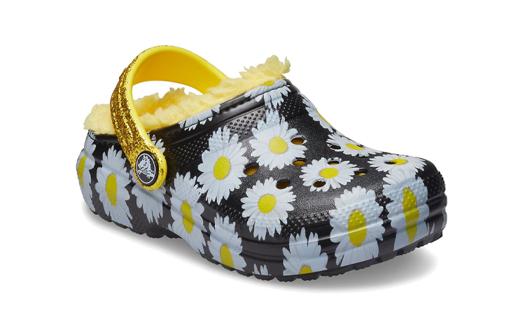 Lookbook (JR) Crocs绒里休闲风木屐 '黑色雏菊' 207318-0ZI