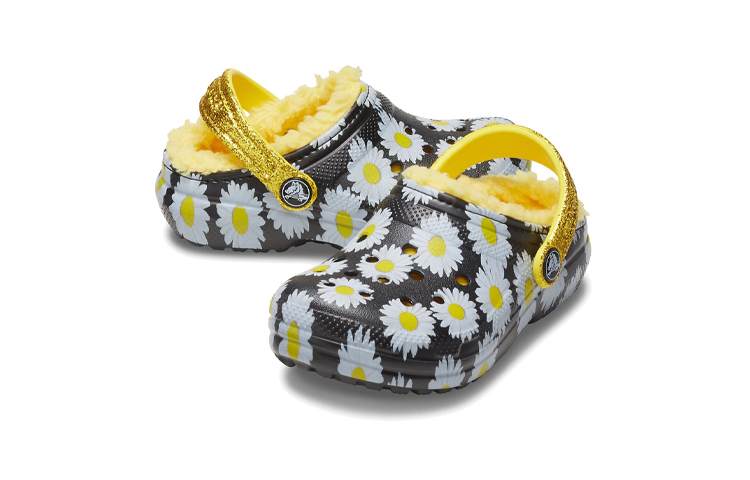 Shop (JR) Crocs绒里休闲风木屐 '黑色雏菊' 207318-0ZI