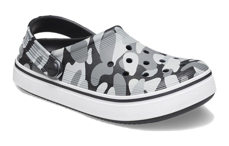 Lookbook (Youth) Crocs Off Court Printed Clogs 'Grey Black White' 209150-066