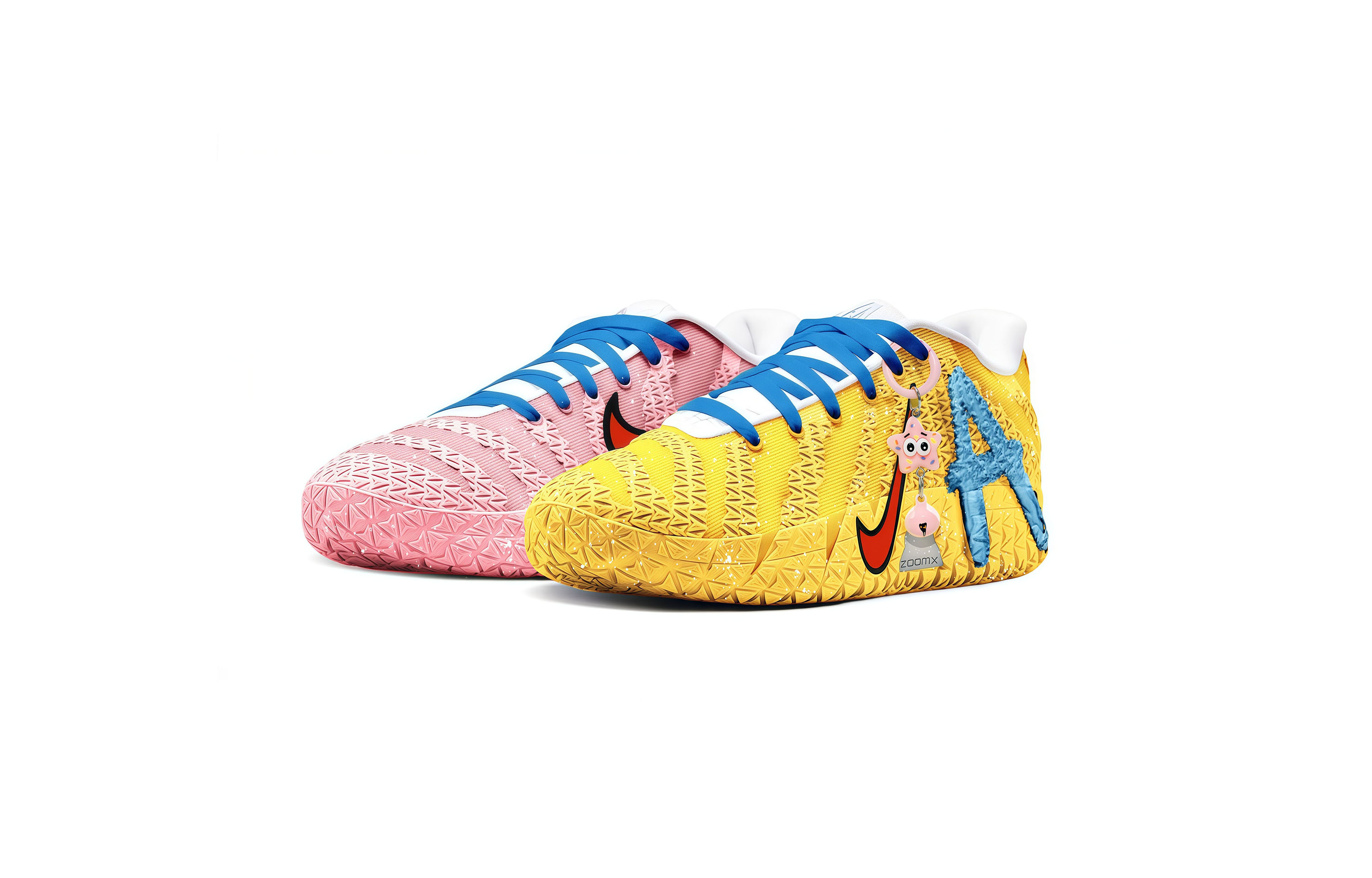 (Youth) Custom Nike Ja 3 Low Morant Cartoon Youth Basketball Shoes Pink Yellow Trendy Stylish IB4773-101 (team1565-Mandarin Duck)