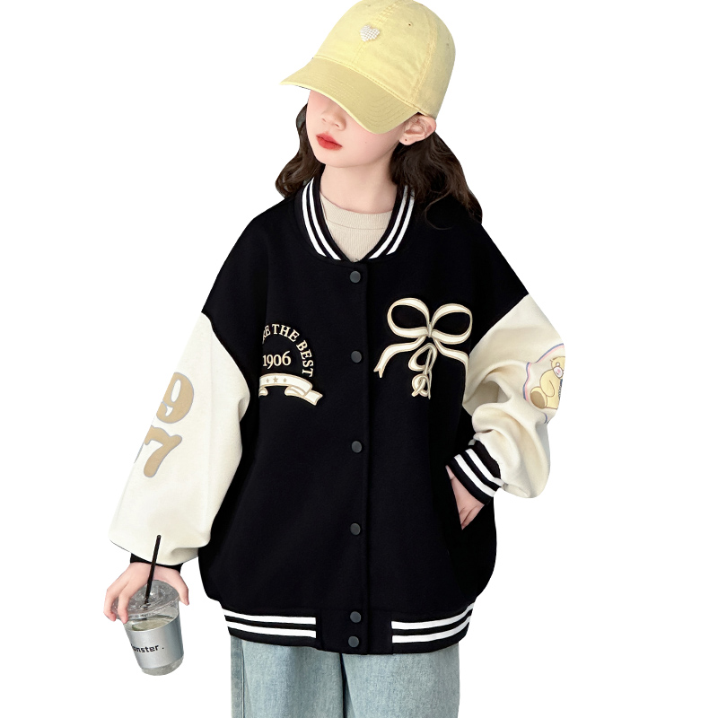 (Youth) Disney Baseball Jacket - Spring/Fall Heavy Print Bear Design for Teens XCT2M2509