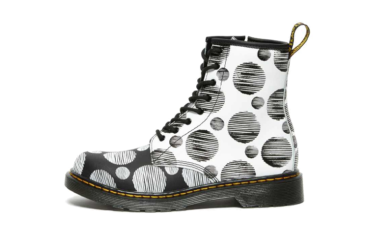 (Youth) Dr. Martens 1460 'Black and White Polka Dot Zip Boot'