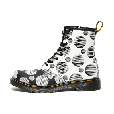 (Youth) Dr. Martens 1460 'Black and White Polka Dot Zip Boot'