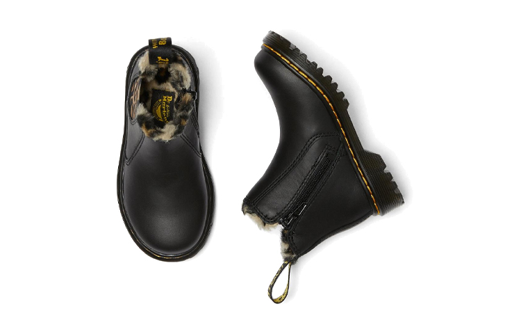 Shop (JR) Dr. Martens 2976 Leonore ''Zwart Panterprint Met Fleece Voering'' 26156001