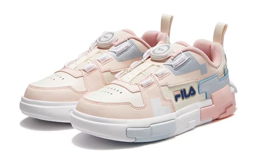 Lookbook 大童 FILA斐樂 百搭舒適 耐磨 低幫 兒童板鞋 粉白色