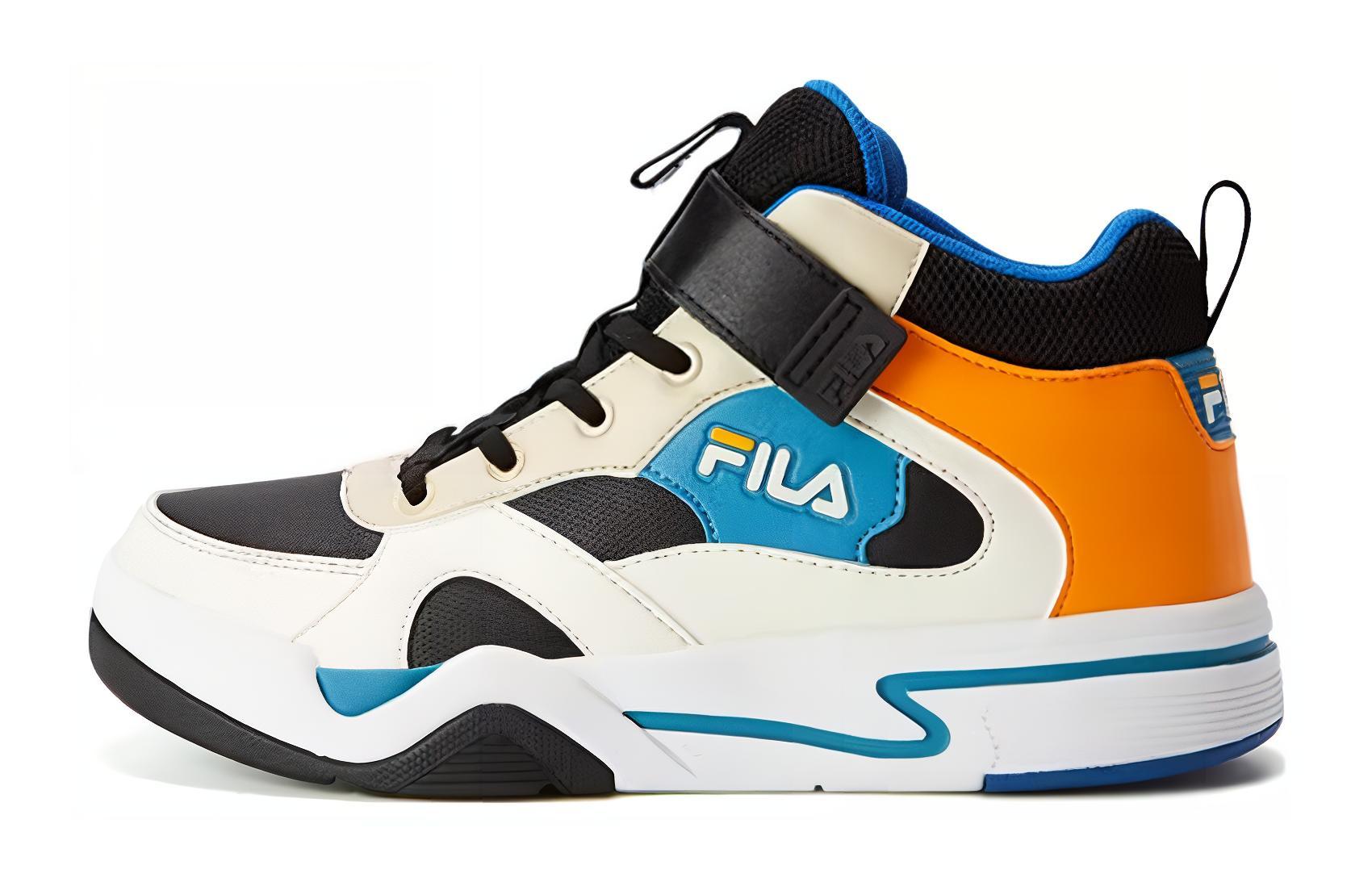 (Youth) FILA Casual High-Top Skate Shoes 'White Black Orange' K55B141301PBO