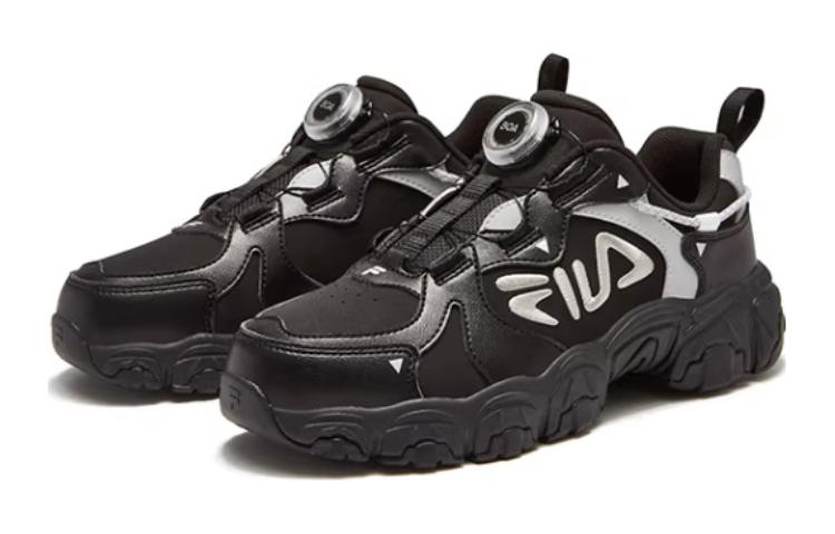 Lookbook 兒童 FILA 斐樂 貓爪 舒適 耐磨輕便 低幫 兒童跑步鞋 黑色