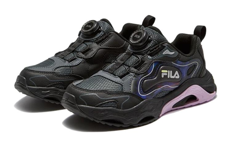 Order 兒童 FILA 斐樂 舒適運動百搭 減震輕便 低幫 兒童跑步鞋 黑紫色