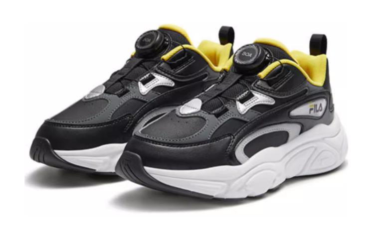 Lookbook 大童 FILA 斐樂 舒適 耐磨透氣 低幫 兒童跑步鞋 黑灰色