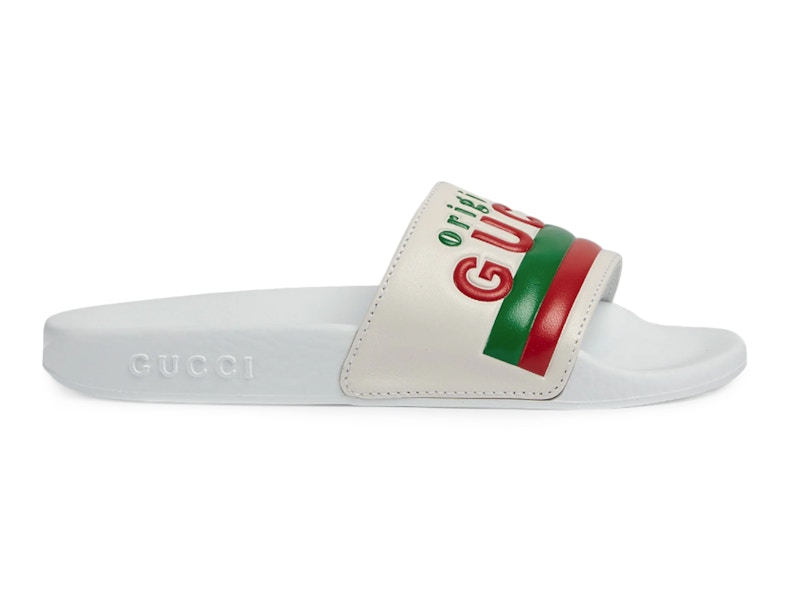 (Youth) Gucci "Original Gucci" Slide White Green Red 647084-DIR00-9014