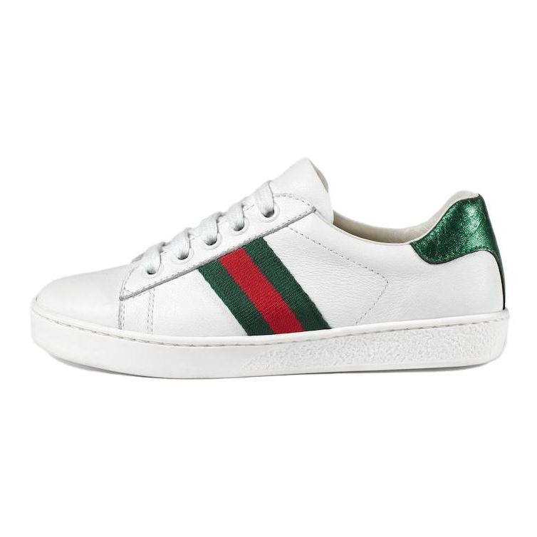 (Youth) Gucci Ace Leather 'White Green Red' 433148-CPWE0-9075