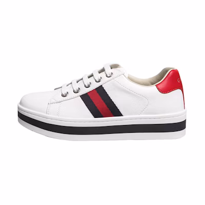 (Youth) Gucci Ace Leather Platform 'White'