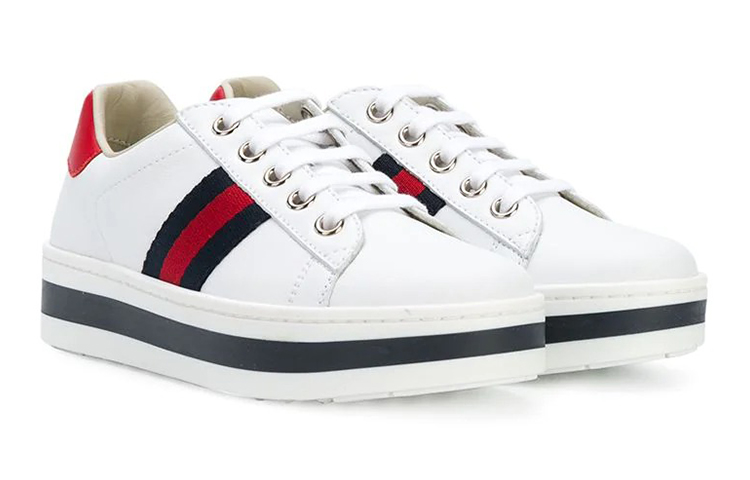 (Youth) Gucci Ace Leather Platform 'White' 圖 2