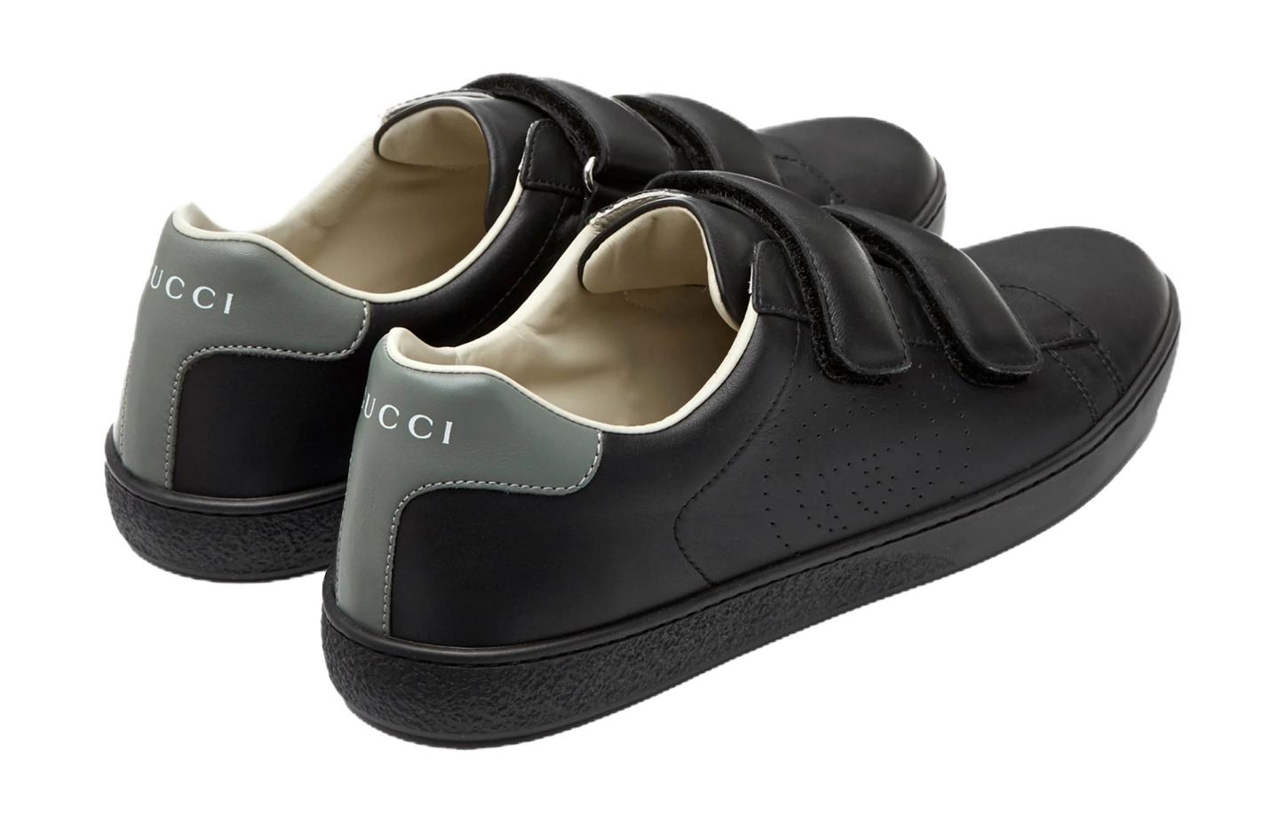 Purchase (JR) Gucci Ace Sepatu Kulit Hitam 630619-BLN70-1065
