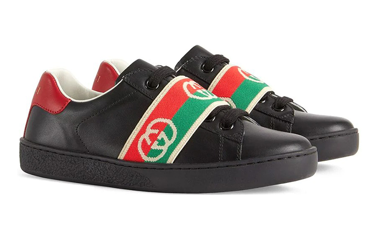 (Youth) Gucci Ace Sneaker With Interlocking G Web 'Black' 圖 2