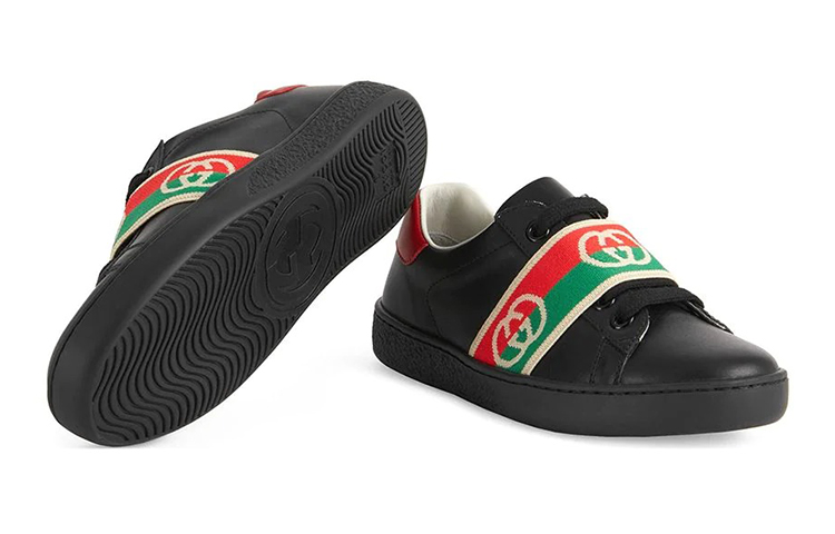 (Youth) Gucci Ace Sneaker With Interlocking G Web 'Black' 圖 5