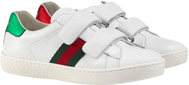 中童 GUCCI古馳 ACE 皮革魔術貼 休閒 低筒 兒童板鞋 白 Order 中童 GUCCI古馳 ACE 皮革魔術貼 休閒 低筒 兒童板鞋 白