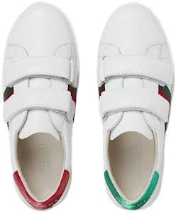中童 GUCCI古馳 ACE 皮革魔術貼 休閒 低筒 兒童板鞋 白 Lookbook 中童 GUCCI古馳 ACE 皮革魔術貼 休閒 低筒 兒童板鞋 白