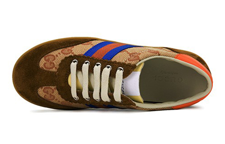 Shop 中童 GUCCI古馳 帆布 雙G時尚休閒 低幫 兒童板鞋 棕色