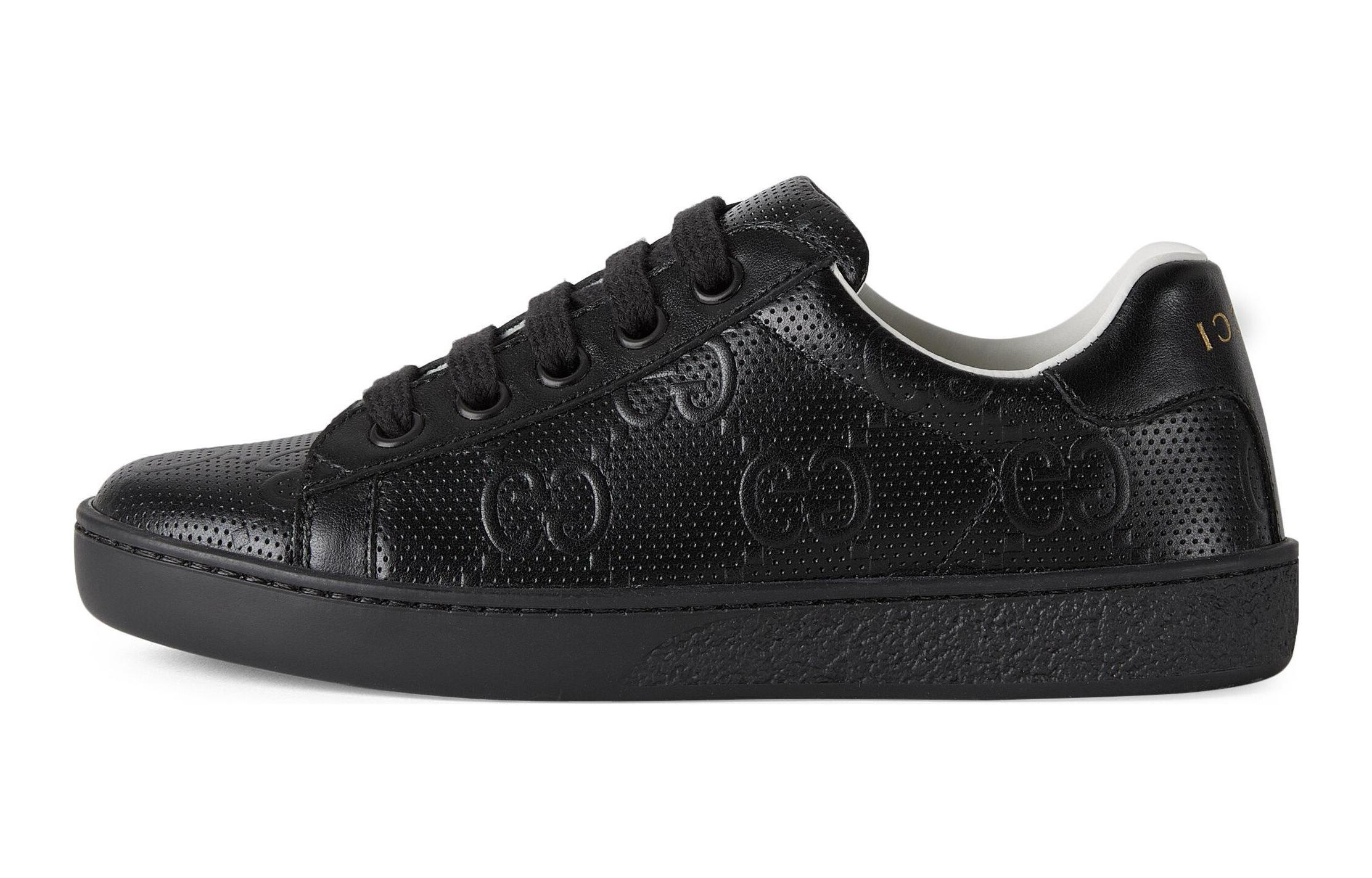 Buy (JR) 古驰 GG Ace 小白鞋 '黑色' 681377-UMT20-1000