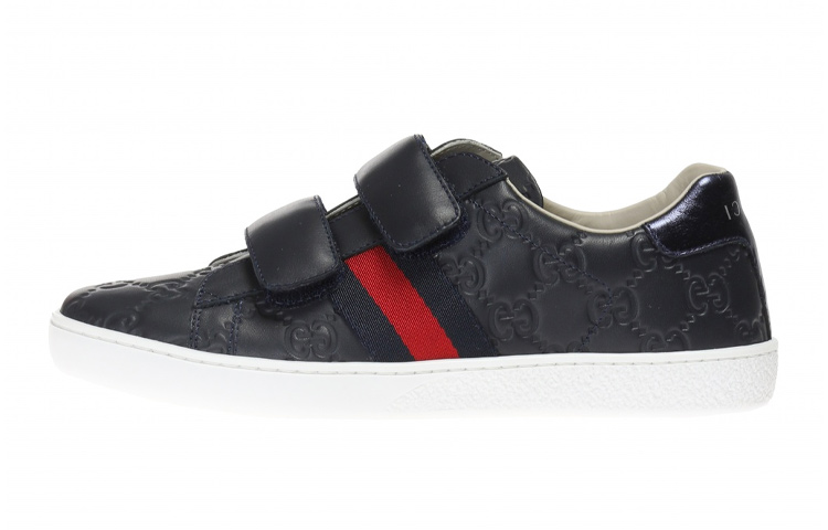 (Youth) Gucci Leather Sneaker With Web 'Black' 455496-DF720-4073