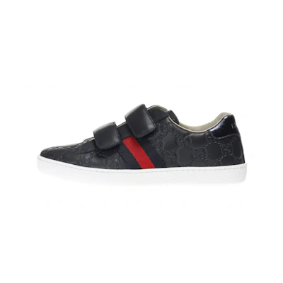 (Youth) Gucci Leather Sneaker With Web 'Black'