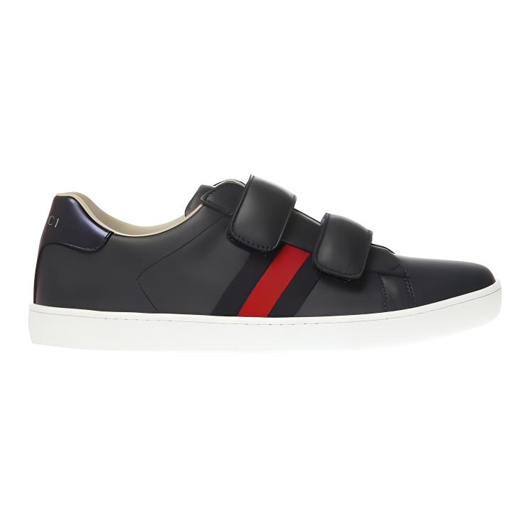 Order (JR) Sneaker Kulit Gucci dengan Jalur 'Hitam' 455496-DF720-4073