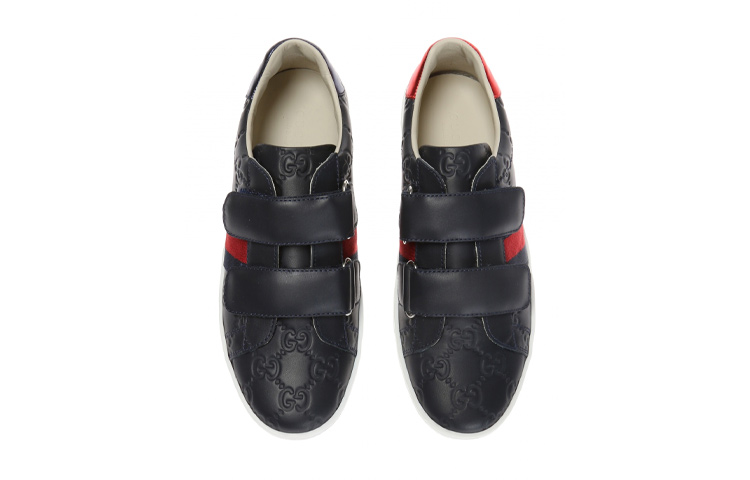 Purchase (JR) Sneaker Kulit Gucci dengan Jalur 'Hitam' 455496-DF720-4073