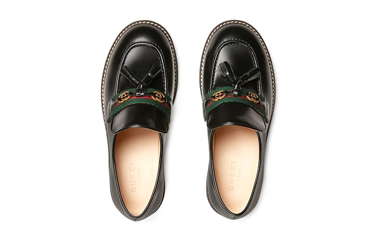 Lookbook (JR) Loafer Gucci Hitam dengan Perincian Web 662190-1PKE0-1063