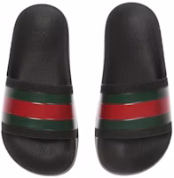 Shop 兒童 GUCCI 古馳 織帶裝飾橡膠拖鞋 黑色
