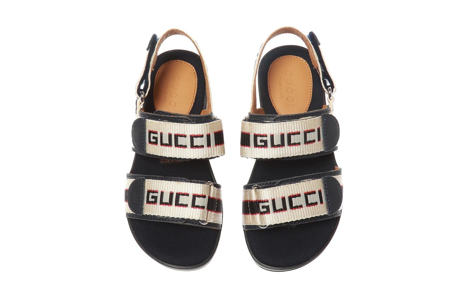 Lookbook 童趣 GUCCI 古馳 條紋流行涼鞋 藏藍米色