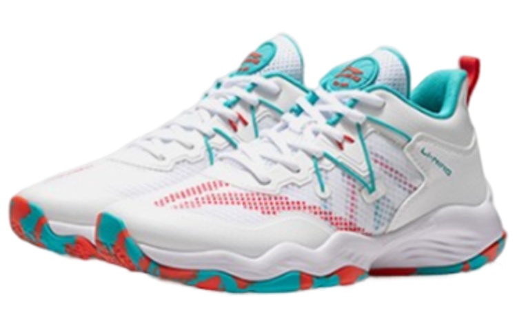 Lookbook 大童 LiNing李寧 防滑耐磨 中幫 籃球鞋 白綠色