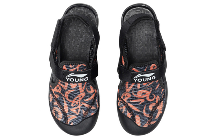 Shop (JR) Li-Ning Comfortism Sandalen ''Zwart Oranje'' YKUQ004-1